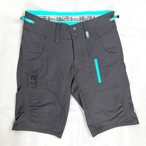 Men's YETI Cycles Enduro Mountain Bike Shorts Size Small Black/Turqouise